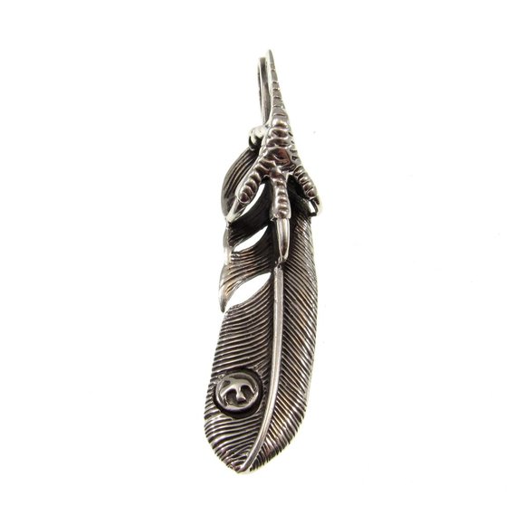 Solid 925 Sterling Silver Eagle Claw & Feather Slide Pendant – Native-Style Hawk - Picture 4 of 8